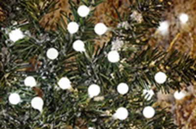 Lánc MagicHome Karácsony Cherry Balls, 100 LED hideg fehér, IP 44, 8 funkció, megvilágítás, L-9,90 m