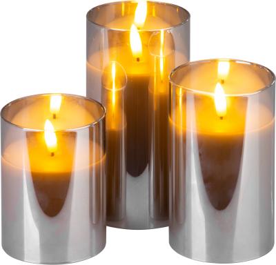 Gyertya MagicHome Vianoce, szett 3 db, meleg fehér, üvegben, 3xAAA