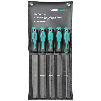 Készlet reszelőkkel whirlpower® 154-5005, 5 részes, 200 mm, lapos,  gömbölyű, 4 szögű, egyenes, félk