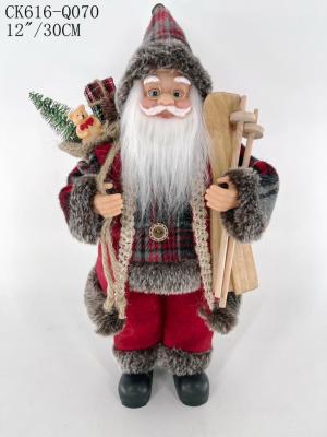 Dekoráció MagicHome Karácsony, Mikulás, ajándékkal, piros, 30 cm