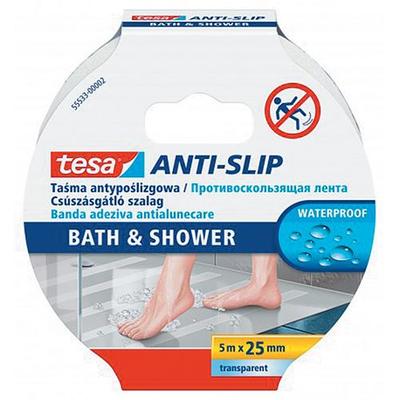 Szalag tesa® Anti-slip Bath&Shower, csúszásgátló ragasztószalag fürdőszobába, átlátszó, 25 mm, L-5 m