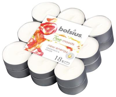 Gyertya Bolsius Tealight True Moods, new energy (grapefruit és gyömbér), csomagolásban. 18 db