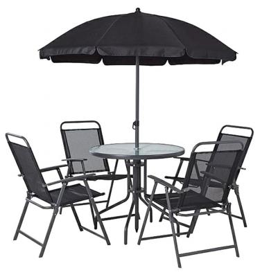 LETICIA GREY kerti garnitúra, asztal 85x71 cm, 4x szék 74x53x91 cm, napernyő 180 cm, 2. osztály