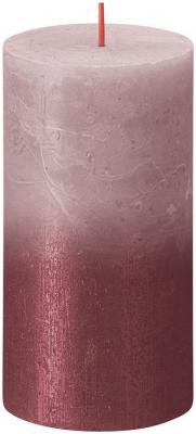 Sviečka Bolsius Rustic, valcová, vianočná Sunset Ash Rose+ Red, 130/68 mm
