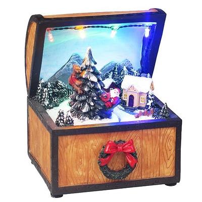 MagicHome karácsonyi dekoráció, Kincsesláda, 4 LED multi, poligyanta, 3x AA, belső, 10 x 10 x 13 cm