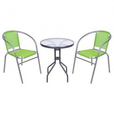 2.TRIEDA Set balkónový BRENDA, zelený, stôl 72x59 cm, 2x stolička 60x71 cm