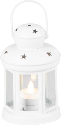 Lámpás MagicHome Karácsony, fehér, LED gyertyával meleg fehér, 10x15/20 cm