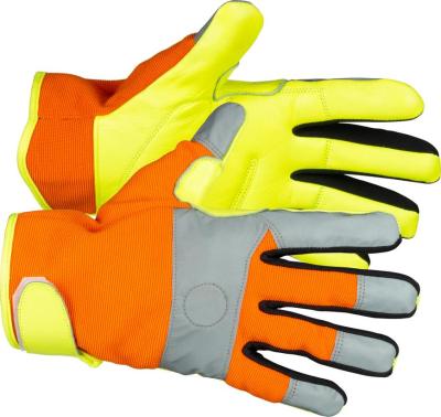 Kesztyű Strend Pro Caveron High Vision, textil/bőr fényvisszaverő elemekkel, 09/L méret, bliszter