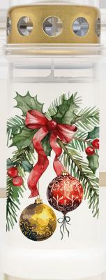 Mecses Bolsius Gravelight NR6, 17,3x6,7 cm, karacsonyi szalag mintas, 70 ora