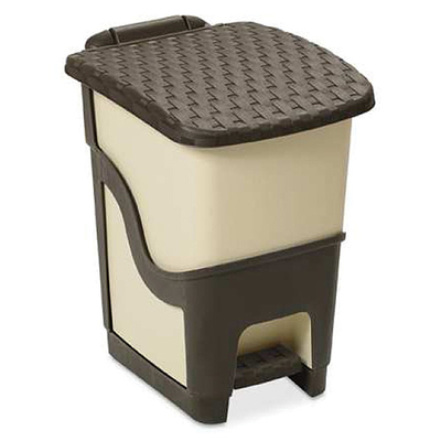 Szemetkosár DEAhome Rattan 18 lit, fehér, pedálos