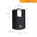 Zár Yale Y121B/40/125/1, High Security, lakat, fekete, 46 mm, 3 kulcs