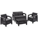 Terasz szett CORFU, graphite/coolgrey, asztal, kanapé, 2x szék