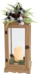 Dekoráció MagicHome Karácsony, Lámpás fenyőággal és masnival, 1 LED, 3xAAA, láng effektus, időzítő, 