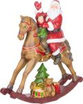 2.TRIEDA Dekorácia MagicHome Vianoce, Santa s chlapčekom na koni, polyresin, 28x10x30 cm