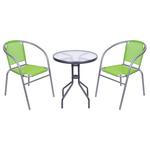 BRENDA erkély bútor szett, zöld, asztal 72 x 59 cm, 2x szék 60 x 71 cm