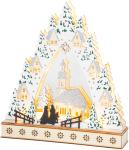 Dekoráció MagicHome Karácsony, Falu templommal, LED, MDF, 30x7x33,5 cm