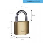 Zár Yale Y110B/40/122/2, Standard Security, lakat, 40 mm, egyesített 2 zár 3 kulccsal