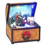 MagicHome karácsonyi dekoráció, Kincsesláda, 4 LED multi, poligyanta, 3x AA, belső, 10 x 10 x 13 cm