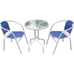 BRENDA erkély bútor szett, kék, asztal 72 x 59 cm, 2x szék 60 x 71 cm