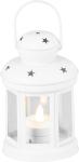 Lámpás MagicHome Karácsony, fehér, LED gyertyával meleg fehér, 10x15/20 cm