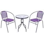 BRENDA erkély bútor szett, lila, asztal 72 x 59 cm, 2 x szék 60 x 71 cm