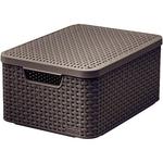 Kosár Curver® STYLE2 LID M, sötétbarna, 38 x 29 x 17 cm, fedéllel